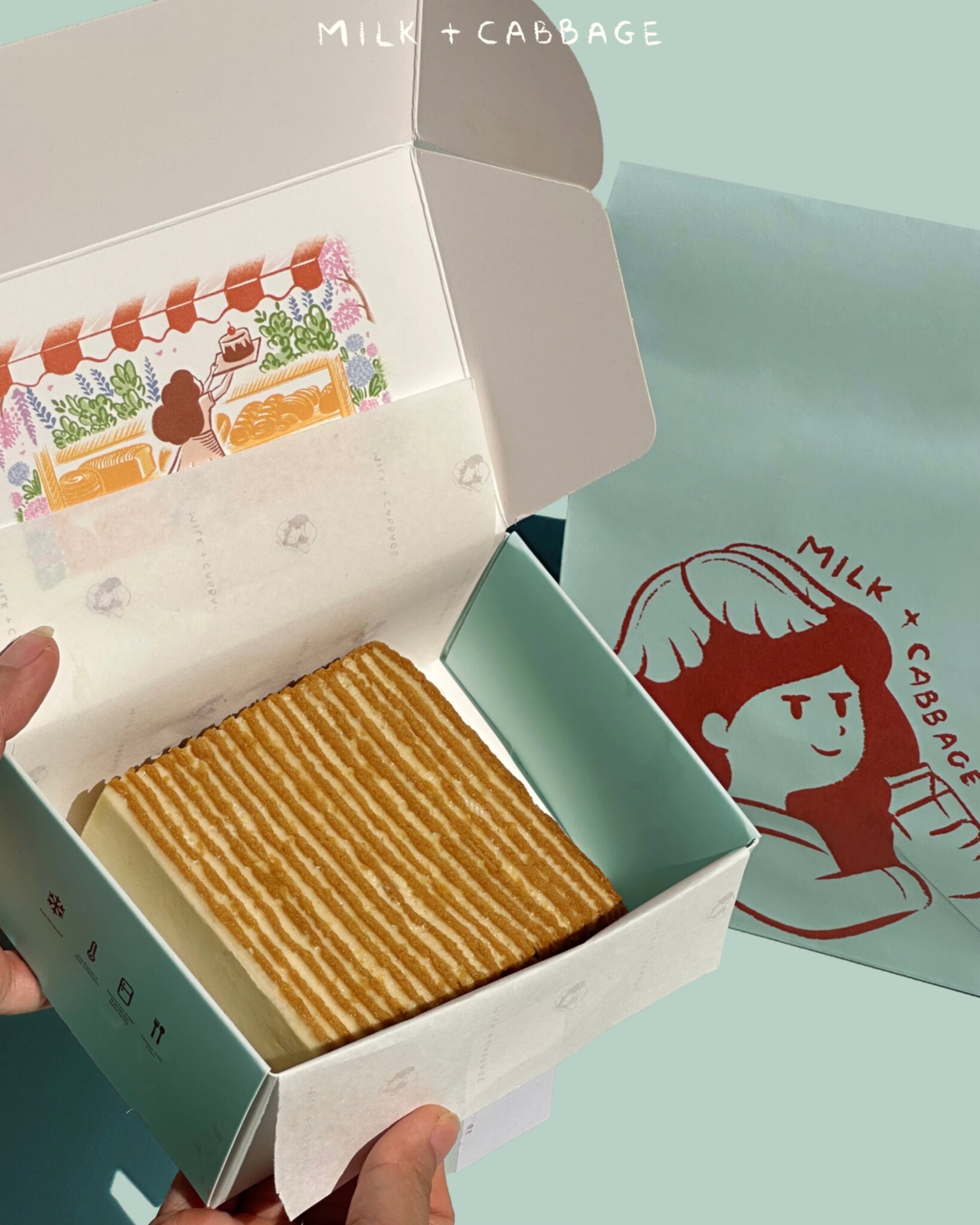 Milk + Cabbage layered Honey Cake in its box